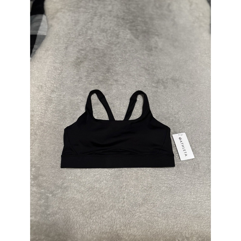 New Athleta Interval Sports Bra Black Size Medium A C Cups NWT Black